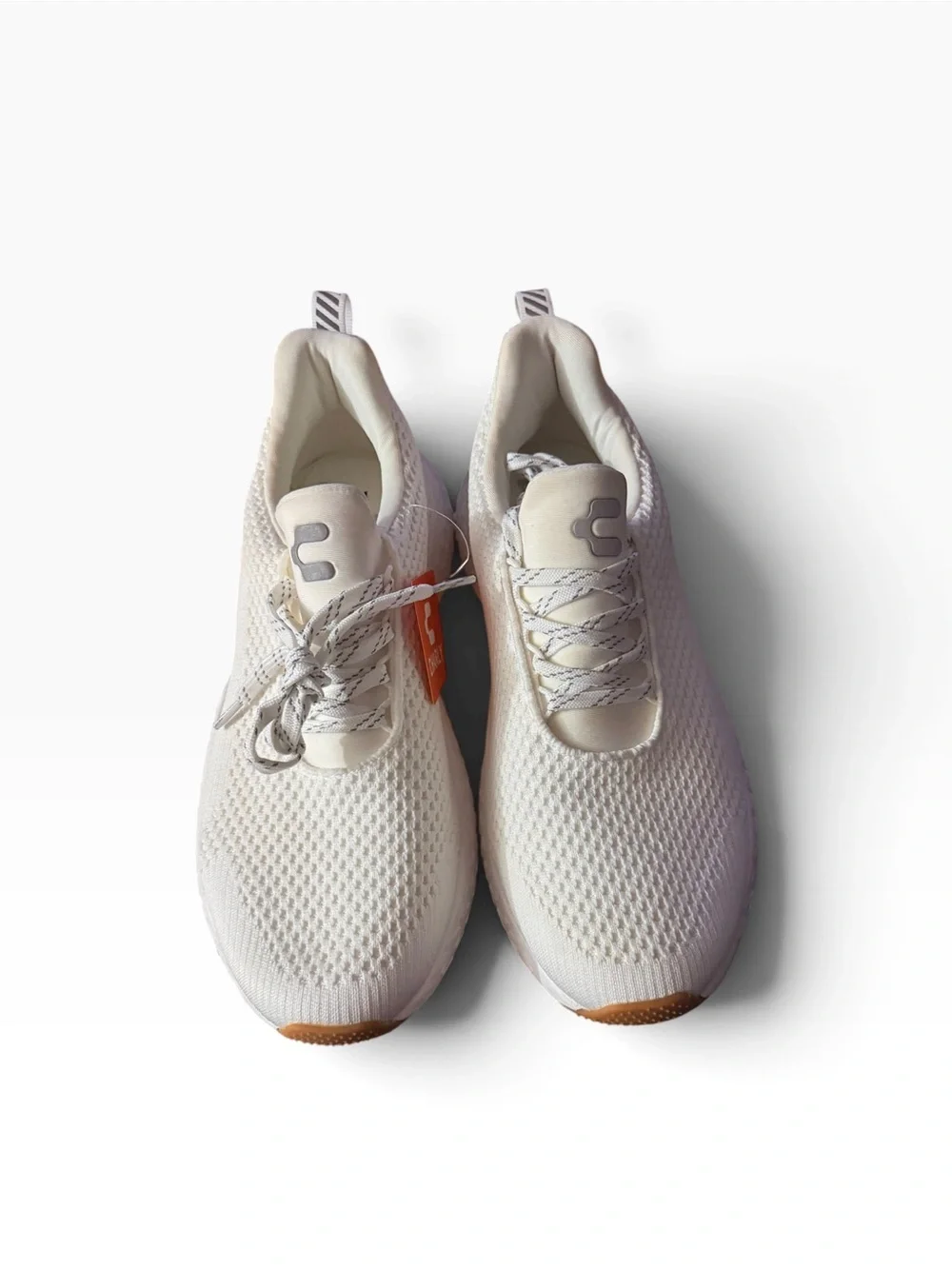 Men's White Knit Casual Sneakers with Gum Outsole